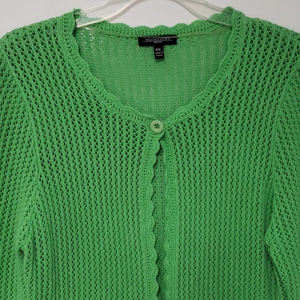 Vintage Open-knit Pointelle Green Cardigan Sweater‎ Size Small-Medium